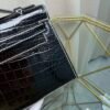 Kelly Pochette Style Black Shiny Porosus Crocodile Palladium Hardware