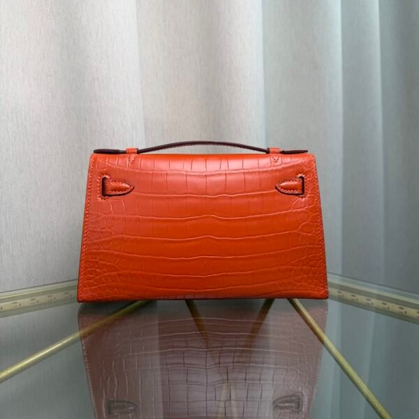 Kelly Pochette Style Orange Matte Niloticus Crocodile Gold Hardware Kelly Pochette Style Orange Matte Niloticus Crocodile Gold Hardware