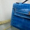 Kelly Pochette Style Bleu Izmir Shiny Niloticus Crocodile Palladium Hardware