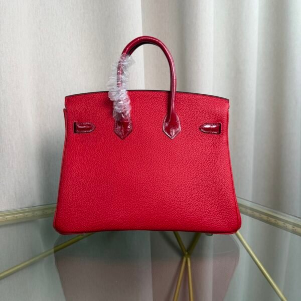 Birkin Retourne 25 Style Rouge Casaque Togo and Shiny Niloticus Crocodile Touch Gold Hardware