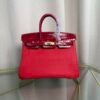 Birkin Retourne 25 Style Rouge Casaque Togo and Shiny Niloticus Crocodile Touch Gold Hardware