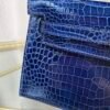 Kelly Pochette Style Bleu Electrique Shiny Porosus Crocodile Palladium Hardware