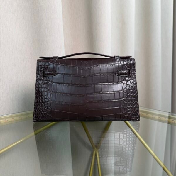 Kelly Pochette Style Ebene Matte Niloticus Crocodile Palladium Hardware Kelly Pochette Style Ebene Matte Niloticus Crocodile Palladium Hardware