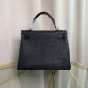 Kelly Retourne 28 Style Black Togo and Shiny Black Alligator Touch Gold Hardware