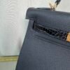 Kelly Retourne 28 Style Black Togo and Shiny Black Alligator Touch Gold Hardware