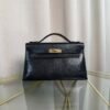 Kelly Pochette Style Black Shiny Lizard Gold Hardware