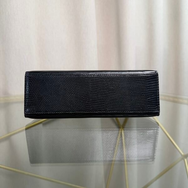 Kelly Pochette Style Black Shiny Lizard Gold Hardware