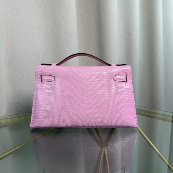 Kelly Pochette Style Rose Sakura Shiny Lizard Palladium Hardware Kelly Pochette Style Rose Sakura Shiny Lizard Palladium Hardware