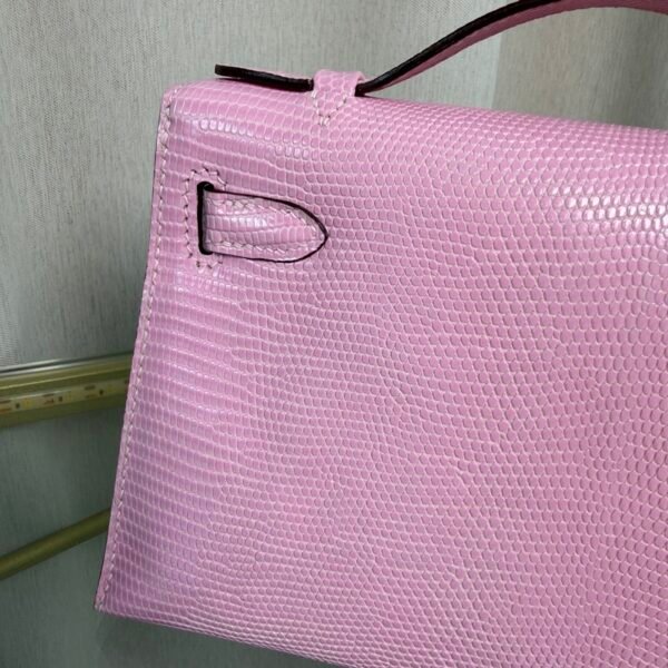 Kelly Pochette Style Rose Sakura Shiny Lizard Palladium Hardware Kelly Pochette Style Rose Sakura Shiny Lizard Palladium Hardware