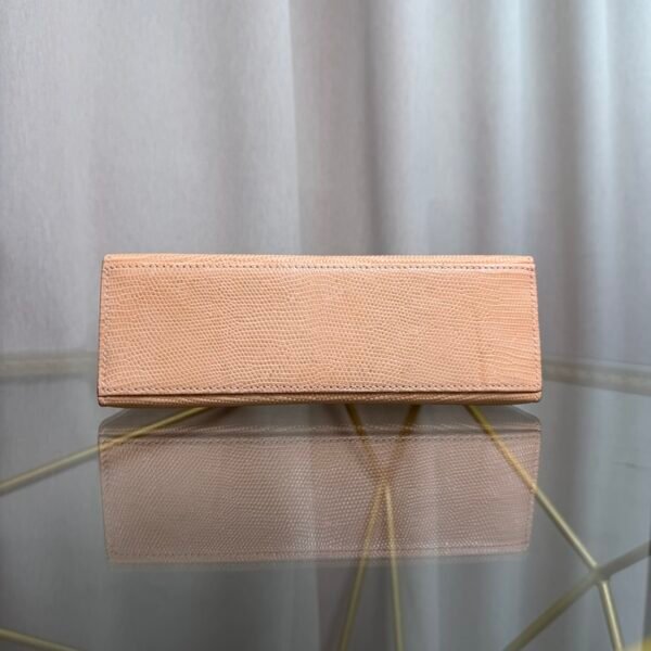 Kelly Pochette Style Beige Shiny Lizard Palladium Hardware
