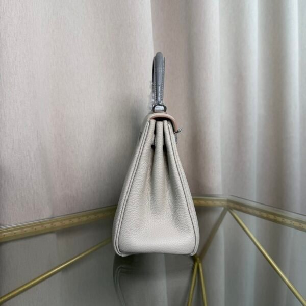 Kelly Retourne 25 Style Gris Perle Togo and Shiny Gris Galaxie Alligator Touch Palladium Hardware