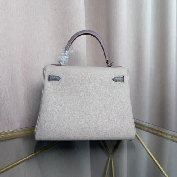 Kelly Retourne 25 Style Gris Perle Togo and Shiny Gris Galaxie Alligator Touch Palladium Hardware