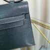 Kelly Pochette Style Bleu Lin Shiny Lizard Palladium Hardware