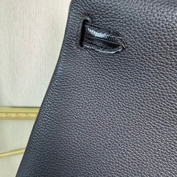 Kelly Retourne 25 Style Black Togo and Shiny Lizard Touch Palladium Hardware