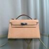 Kelly Pochette Style Beige Shiny Lizard Palladium Hardware