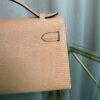 Kelly Pochette Style Beige Shiny Lizard Palladium Hardware