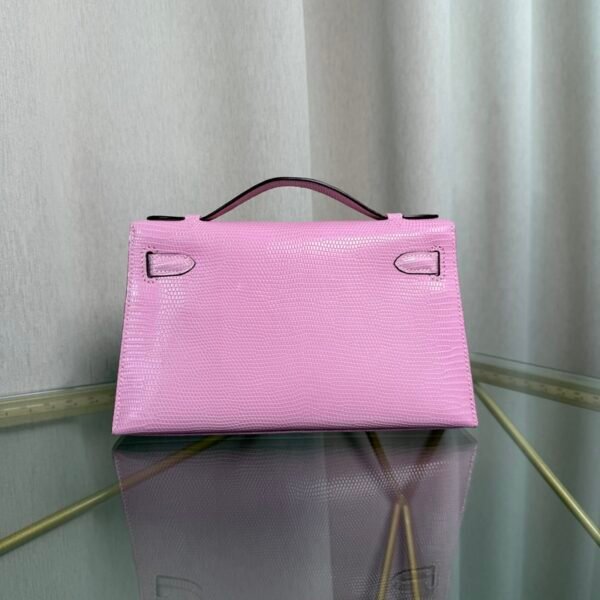 Kelly Pochette Style Rose Sakura Shiny Lizard Gold Hardware Kelly Pochette Style Rose Sakura Shiny Lizard Gold Hardware