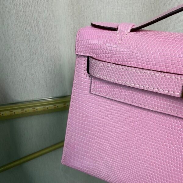 Kelly Pochette Style Rose Sakura Shiny Lizard Gold Hardware Kelly Pochette Style Rose Sakura Shiny Lizard Gold Hardware
