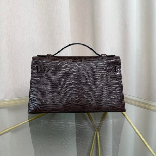Kelly Pochette Style Ebene Shiny Lizard Palladium Hardware