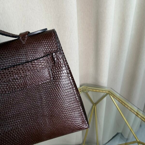 Kelly Pochette Style Ebene Shiny Lizard Palladium Hardware