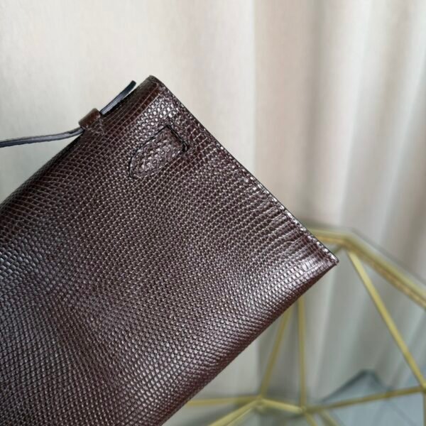 Kelly Pochette Style Ebene Shiny Lizard Palladium Hardware