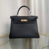 Kelly Retourne 28 Style Black Togo and Shiny Lizard Touch Gold Hardware