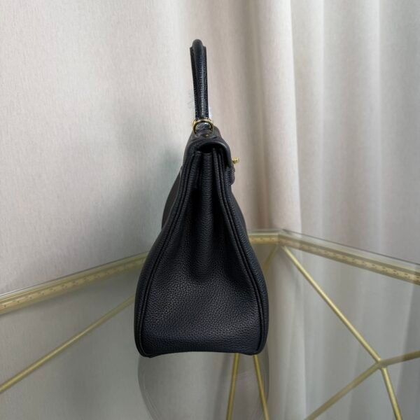 Kelly Retourne 28 Style Black Togo and Shiny Lizard Touch Gold Hardware