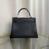 Kelly Retourne 28 Style Black Togo and Shiny Lizard Touch Gold Hardware