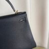 Kelly Retourne 28 Style Black Togo and Shiny Lizard Touch Gold Hardware