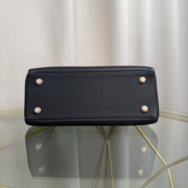 Kelly Retourne 28 Style Black Togo and Shiny Lizard Touch Gold Hardware