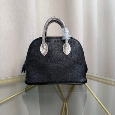 Bolide Mini Style Black Chevre Mysore and Natural Niloticus Lizard Touch Palladium Hardware