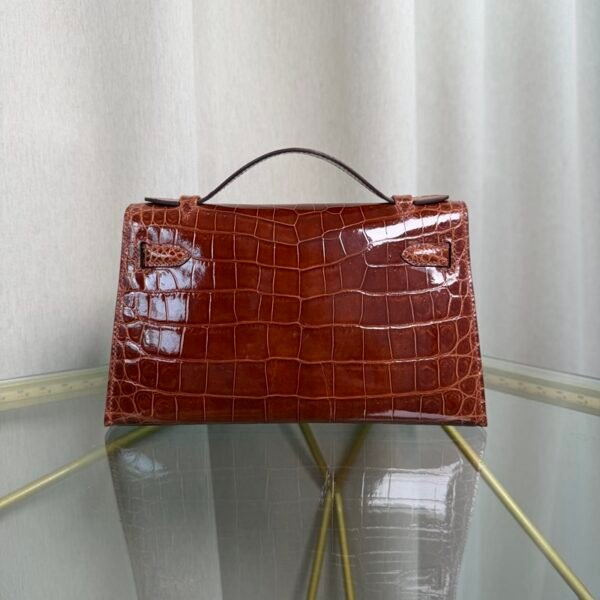 Kelly Pochette Style Miel Shiny Niloticus Crocodile Palladium Hardware Kelly Pochette Style Miel Shiny Niloticus Crocodile Palladium Hardware