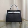 Kelly Sellier 25 Style Black and Bleu Brume Chevre Mysore Palladium Hardware Kelly Sellier 25 Style Black and Bleu Brume Chevre Mysore Palladium Hardware