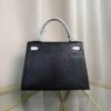 Kelly Sellier 25 Style Black and Bleu Brume Chevre Mysore Palladium Hardware Kelly Sellier 25 Style Black and Bleu Brume Chevre Mysore Palladium Hardware