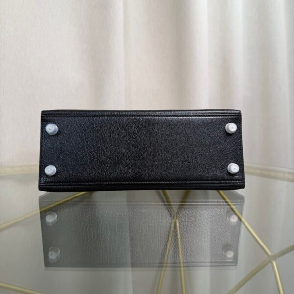 Kelly Sellier 25 Style Black and Bleu Brume Chevre Mysore Palladium Hardware Kelly Sellier 25 Style Black and Bleu Brume Chevre Mysore Palladium Hardware