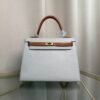 Kelly Sellier 25 Style Gris Perle and Gold Chevre Mysore Gold Hardware