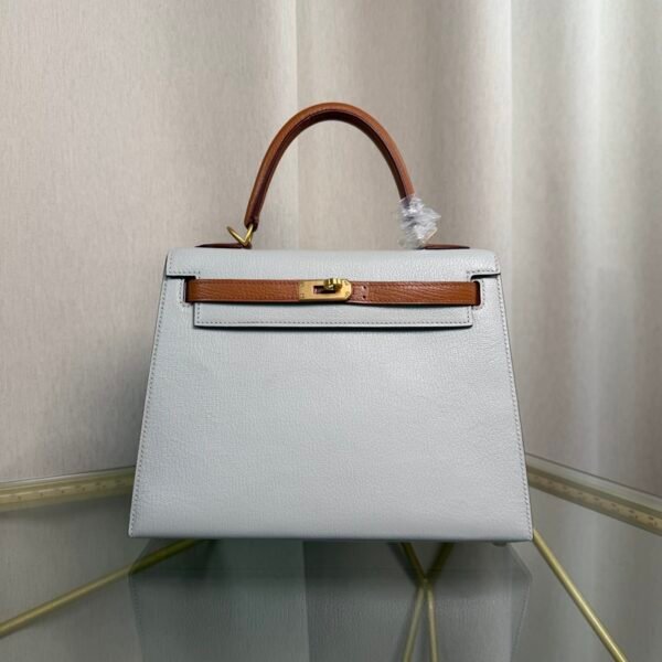 Kelly Sellier 25 Style Gris Perle and Gold Chevre Mysore Gold Hardware