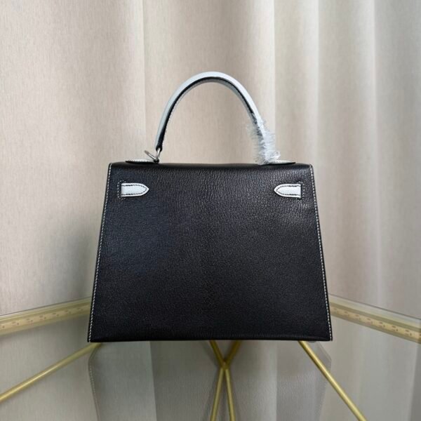 Kelly Sellier 25 Style Black and Bleu Brume Chevre Mysore Palladium Hardware