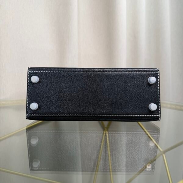 Kelly Sellier 25 Style Black and Bleu Brume Chevre Mysore Palladium Hardware