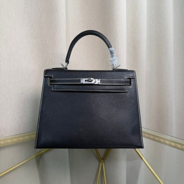 Kelly Sellier 25 Style Black Chevre Mysore Palladium Hardware