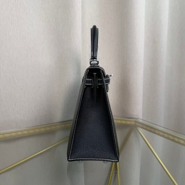Kelly Sellier 25 Style Black Chevre Mysore Palladium Hardware