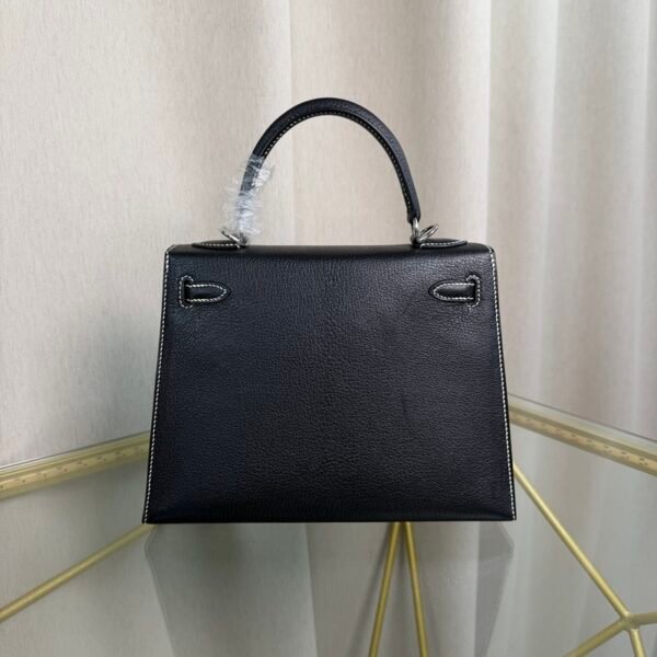 Kelly Sellier 25 Style Black Chevre Mysore Palladium Hardware