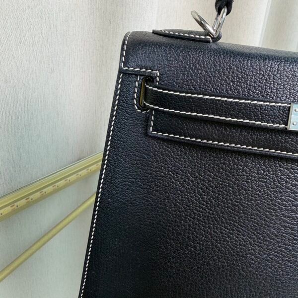 Kelly Sellier 25 Style Black Chevre Mysore Palladium Hardware