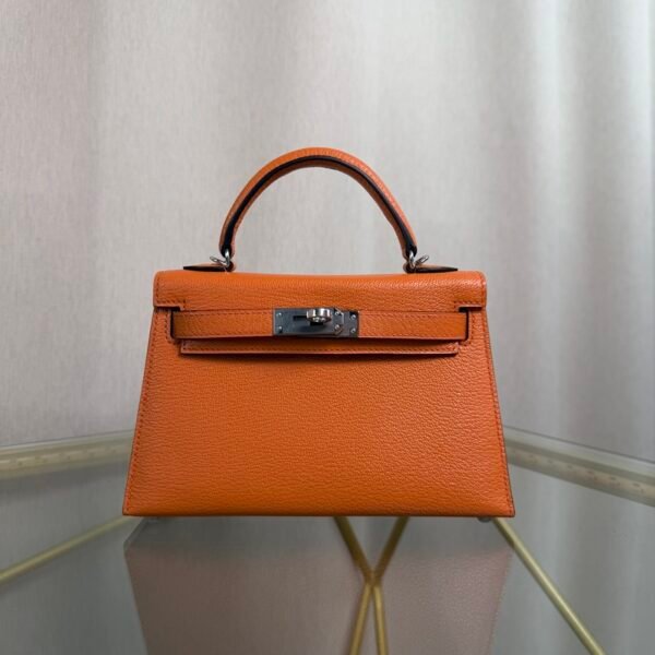 Kelly Sellier 20 Style Orange Verso Chèvre Palladium Hardware