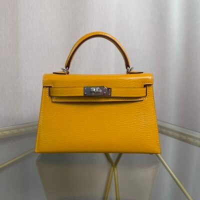Kelly Sellier 20 Jaune Ambre Chèvre Mysore Palladium Hardware