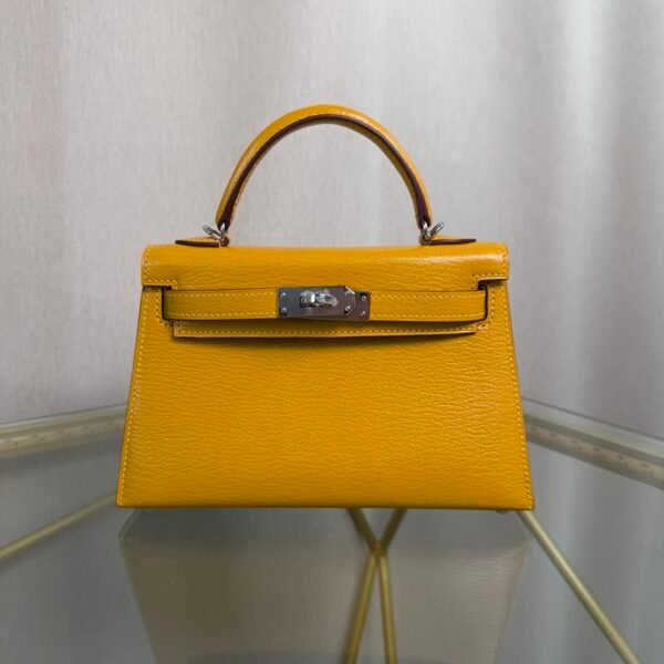 Kelly Sellier 20 Jaune Ambre Chèvre Mysore Palladium Hardware
