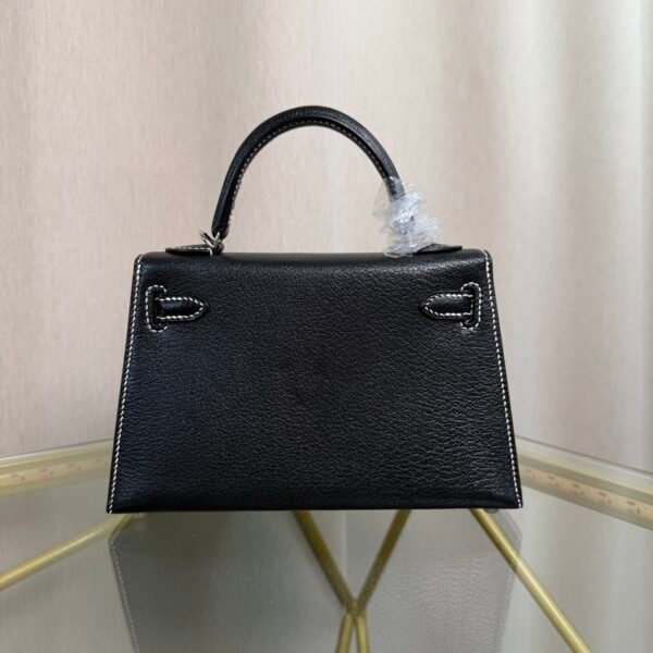 Kelly Sellier 20 Black Verso Gris Perle Chèvre Mysore Palladium Hardware