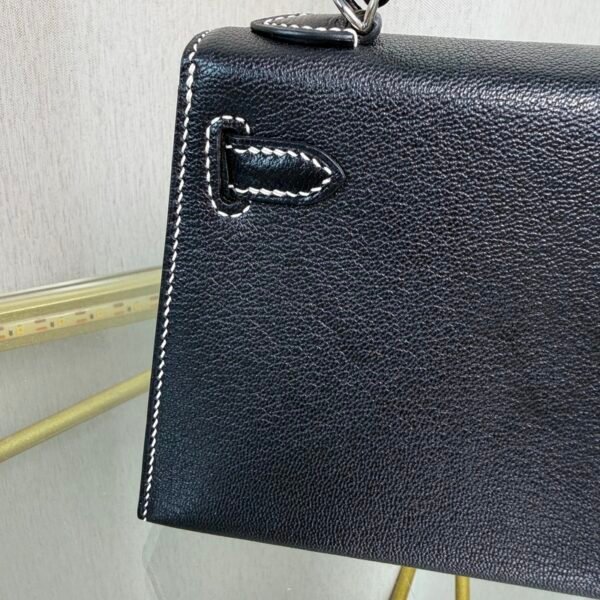 Kelly Sellier 20 Black Verso Gris Perle Chèvre Mysore Palladium Hardware