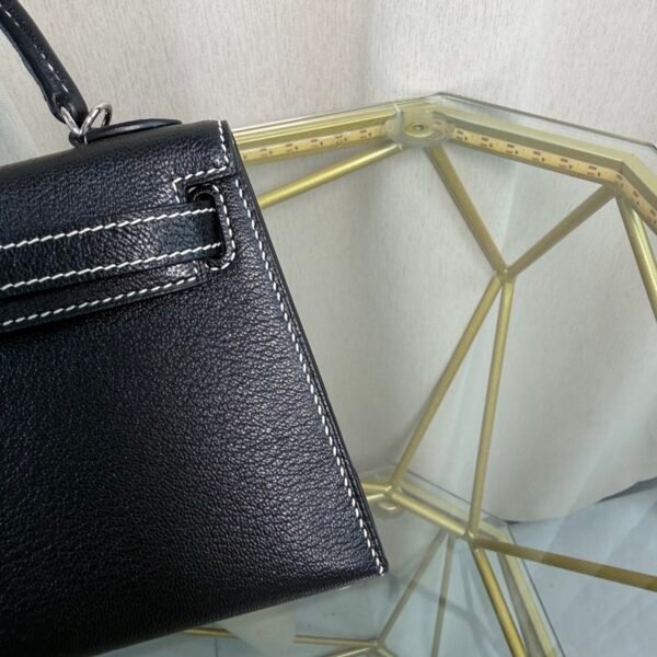Kelly Sellier 20 Black Verso Gris Perle Chèvre Mysore Palladium Hardware
