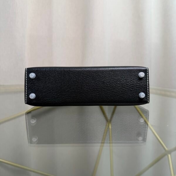 Kelly Sellier 20 Black Verso Gris Perle Chèvre Mysore Palladium Hardware